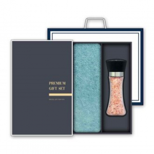 송월 프리미엄 선물세트(향균 타올 170g 1매 + 핑크솔트 200g 1개)