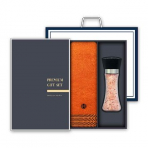 송월 프리미엄 선물세트(호텔컬렉션 어로우 40 타올 1매 + 핑크솔트 200g 1개)