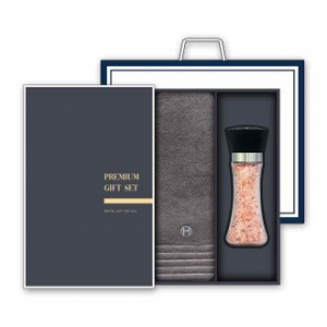 송월 프리미엄 선물세트(호텔컬렉션 필라라인 40 타올 1매 + 핑크솔트 200g 1개)