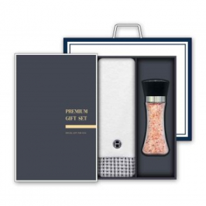 송월 프리미엄 선물세트(호텔컬렉션 톤 40 타올 1매 + 핑크솔트 200g 1개)