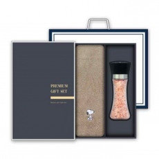 송월 프리미엄 선물세트 (스누피 리버 타올 1매 +핑크 솔트 200g 1개)