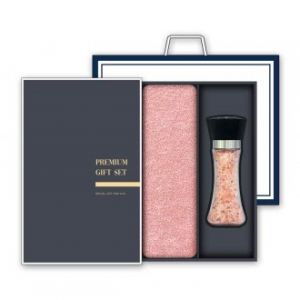 송월 프리미엄 선물세트( 40수 타올 180g 1매 + 핑크솔트 200g 1개)