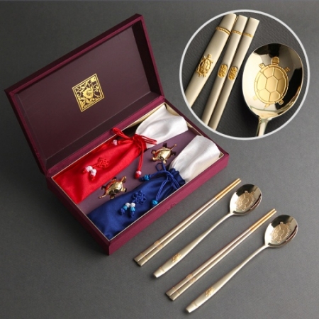 장수거북24K금도금 골드수저 2P (실크B) #2