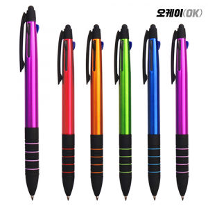 오케이 4링 칼라코팅 3색 볼펜 1.0mm // 휴대폰 초미세터치