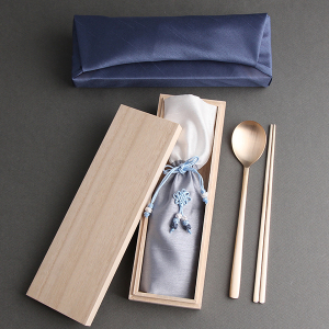 오복 장수방짜유기수저 1벌 (수저집, 홑보자기 포장)