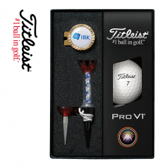 타이틀리스트 Pro V1 골프볼 볼마커 (골드) 자석티 세트