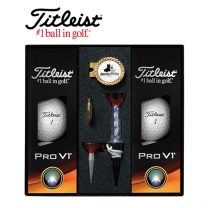 타이틀리스트 Pro V1 골프볼 6구+볼마커 (골드) + 자석티 세트
