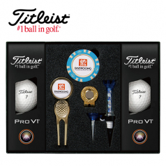 타이틀리스트 Pro V1 골프볼 6구+칩볼마커+그린보수기 볼마커 (골드) + 자석티 세트