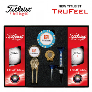 타이틀리스트 트루필 골프볼 6구+칩볼마커+그린보수기 볼마커 (골드) + 자석티 세트