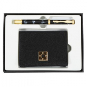 금장 수성펜 완자문 소가죽 명함지갑 외국인선물