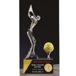 은색금속 골프모션 골프 크리스탈 트로피