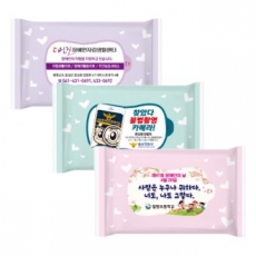 물티슈 15매 하트 3종 무광 (색상섞임)