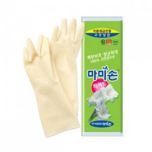 엄마손 화이트 고무장갑 (대형 / 중형 / 소형) / 식품조리용 고무장갑