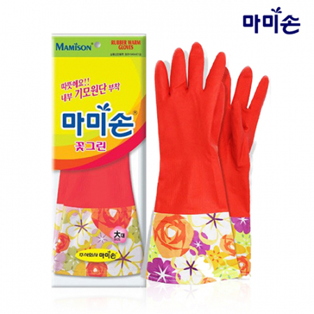 엄마손 꽃그린 기모 고무장갑 (대형) / 김장용 기모 고무장갑 대형 #2