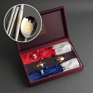 장수거북24K금도금 실버 2P(거북받침,수저집