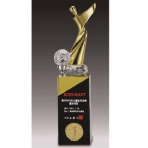 금색 골프모션 크리스탈 트로피
