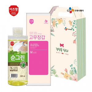 CJ 이츠웰 순그린 주방세제 (320ml 용기) , 고무장갑 2종 세트