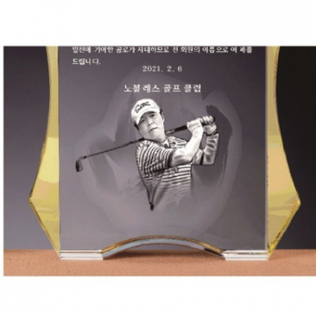 화이트 옐로우 투톤 연필화 크리스탈 상패 #4