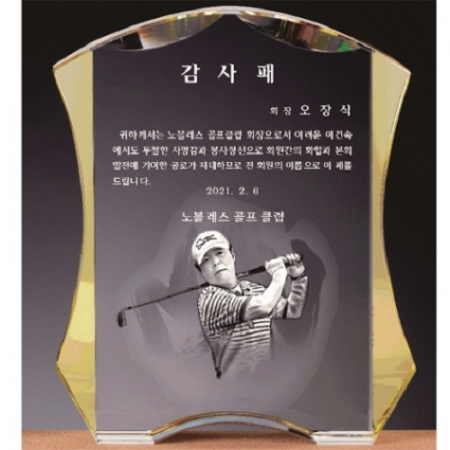 화이트 옐로우 투톤 연필화 크리스탈 상패 #2