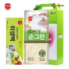 CJ 이츠웰 순그린 주방세제 300ml 리필 + 위생백 2종 세트 (대)