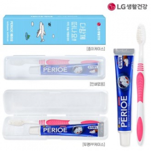 페리오 여행용칫솔 치약 2P (PP / 투명 / 종이 케이스 유)