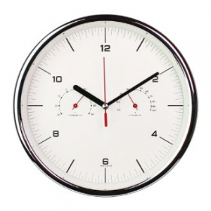 온습도 크롬 벽시계 250