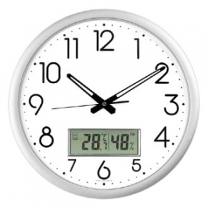 국대 무소음 디지털온습도 로즈/실버벽시계