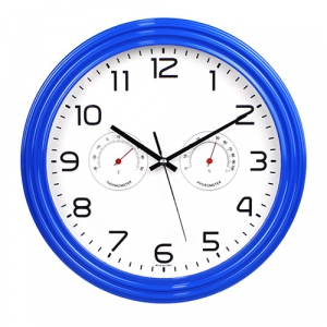 블루 온습도 벽시계 320