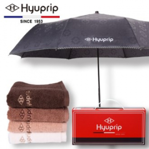 협립 3단 엠보 바이어스 수동우산 1P + 40수 호텔 코마 세면타올 1P세트