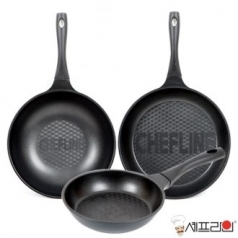 셰프라인 리빙앤쿡 다이아몬드 후라이팬 3종 (팬20cm , 팬30cm , 궁중30cm)