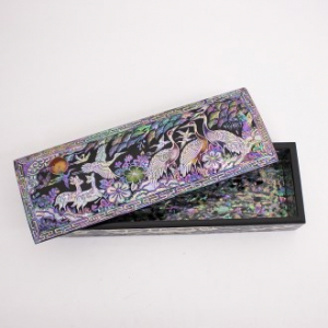 이조 사슴송학 자개필통 필함