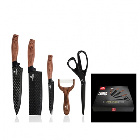 ad-5 다이아몬드 엠보싱 칼가위 중식도,식도,과도,주방용가위,필러 5종 세트 #2