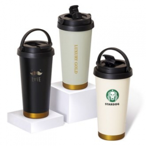 (H-024) 304  스텐 럭셔리 골드 이중진공 핸들텀블러 500ml / 풀칼라