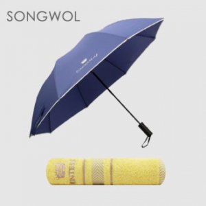송월 2매입 세트CM 매직 2단 폰지 바이어스 우산 + CM센치 MJ 타올