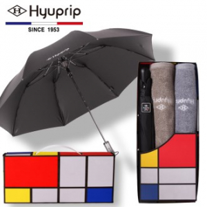 협립 암막 고밀도 커넥션 2단 65 우산 + 호텔 코마 170 타올 2P 우산타올세트 (양산겸용)