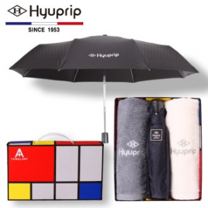 협립 3단 암막 고밀도 커넥션 완전 자동우산 +호텔 코마 170타올 2P 우산타올세트 (양산겸용)