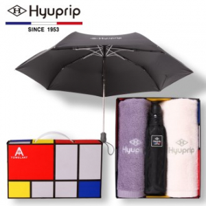 협립 3단 초미니 암막 고밀도 완전자동 우양산 +호텔 코마 170타올 2P 우산타올세트 (양산겸용)