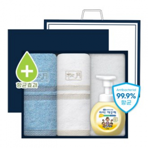 송월 완벽 향균 케어 3P 세트(아이깨끗해 핸드워시 1개 + 노을 40 타올 2매)