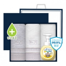 송월 완벽 향균 케어 3P 세트(아이깨끗해 핸드워시 1개 + 격자 40 타올 2매)