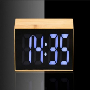 모던오피스 직사각 대나무 LED 탁상시계 CBH369