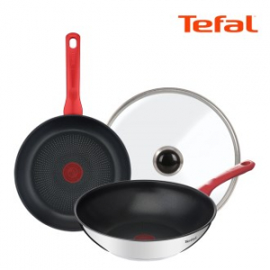 테팔 에디션 레드 인덕션 프라이팬 28cm + 궁중팬 28cm + 유리뚜껑