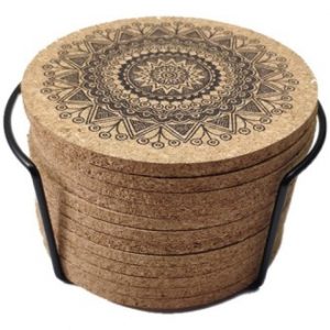 에코키친 열방지 만다라 무늬 코르크 컵받침 냄비받침 (L) CBH693