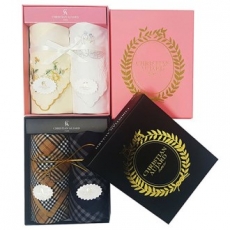 MJ 크리스찬오자르 자수 손수건 선물세트, 스카프, 순면 남여손수건 2P