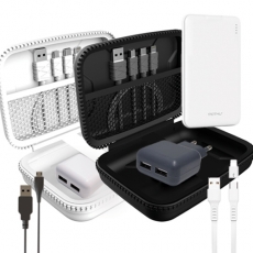 3in1 멀티 케이블 2포트 동시 충전기 보조배터리 여행용파우치 세트 CS20