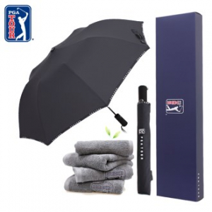 PGA  2단 자동 로고 바이어스 우산 + 190g 호텔타올세트