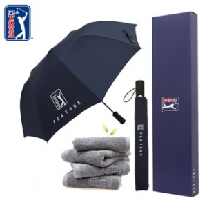 PGA  2단 자동 무지 우산 + 190g 호텔타올세트