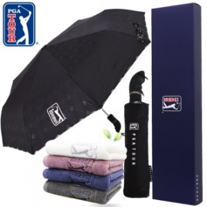 PGA 3단 완전자동 엠보 선염 우산 + 190g 호텔타올세트