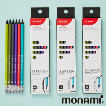 모나미 바우하우스 육각지우개 연필 6P세트 #2