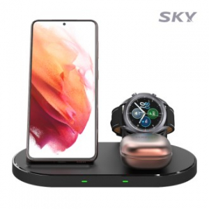 스카이필 무선충전 스탠드 W51 3in1 15W 갤럭시워치용