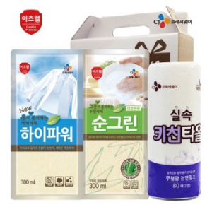 CJ 이츠웰 순그린 주방세제, 하이파워 액체세제, 키친타올 3종세트